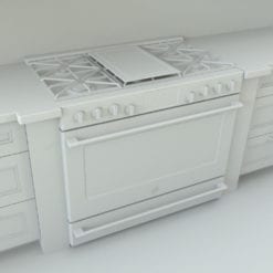 Revit Family / 3D Model - Traditional Kitchen With Island Stove Detail