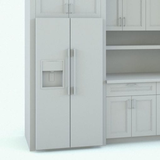 Revit Family / 3D Model - Traditional Kitchen With Island Refrigerator