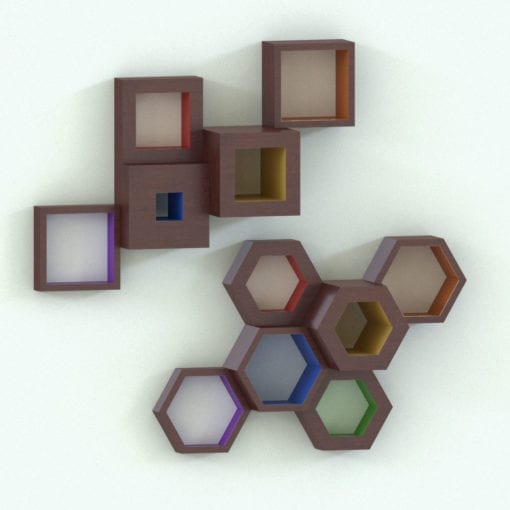 Revit Family / 3D Model - Hexagonal Rectangular Shelf Rendered in Revit
