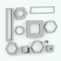 Revit Family / 3D Model - Hexagonal Rectangular Shelf Variations