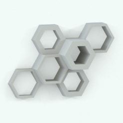 Revit Family / 3D Model - Hexagonal Rectangular Shelf Perspective
