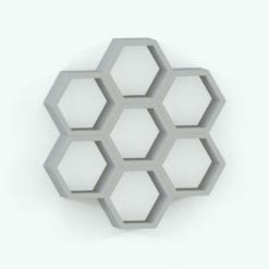 Revit Family / 3D Model - Hexagonal Rectangular Shelf Arrangement 1