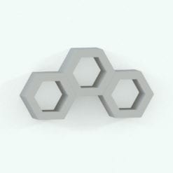 Revit Family / 3D Model - Hexagonal Rectangular Shelf Arrangement 2