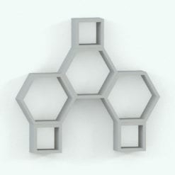 Revit Family / 3D Model - Hexagonal Rectangular Shelf Arrangement 5