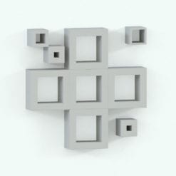 Revit Family / 3D Model - Hexagonal Rectangular Shelf Arrangement 6