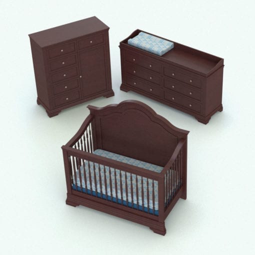 Revit Family / 3D Model - Antique Nursery Set Rendered in Revit