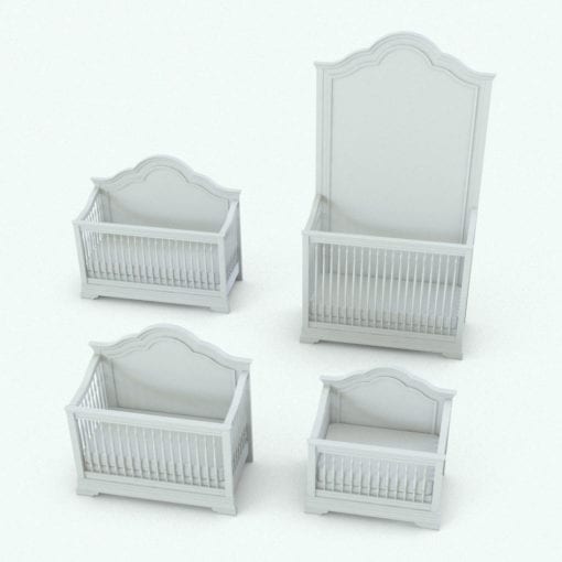 Revit Family / 3D Model - Antique Nursery Set Crib Variations