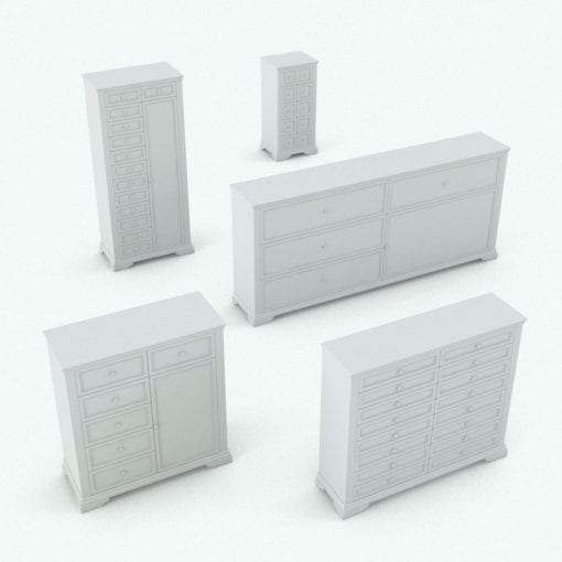 Revit Family / 3D Model - Antique Nursery Set Dresser Variations