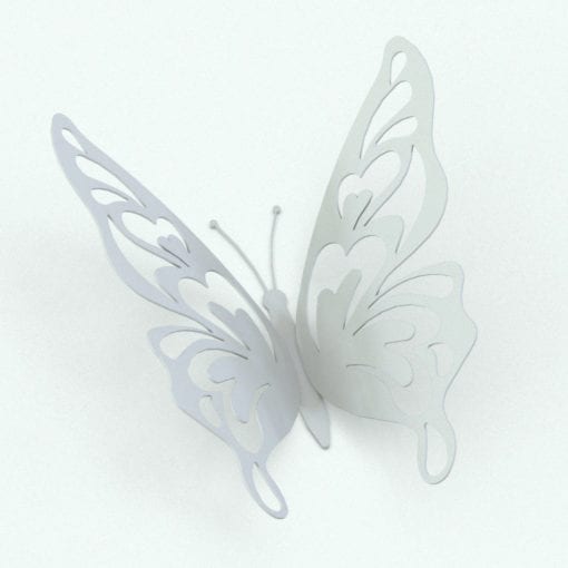 Revit Family / 3D Model - Butterflies Wall Decoration Perspective