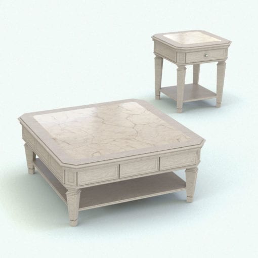Revit Family / 3D Model - Classic Order Living Room Tables Set Rendered in Revit