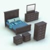 Revit Family / 3D Model - Dark Wood Classic Bed Set Rendered in Revit