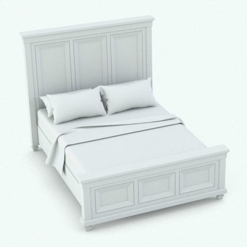 Revit Family / 3D Model - Dark Wood Classic Bed Set Bed