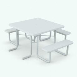 Revit Family / 3D Model - Four Side Picnic Table With Umbrella No Umbrella
