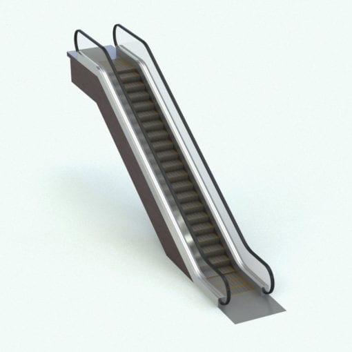 Revit Family / 3D Model - Glass Balustrade Escalator Rendered in Revit
