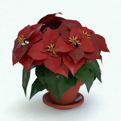 Revit Family / 3D Model - Poinsettia Plant Rendered in Revit