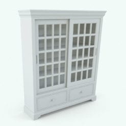 Revit Family / 3D Model - Sliding Doors Bookshelf Perspective