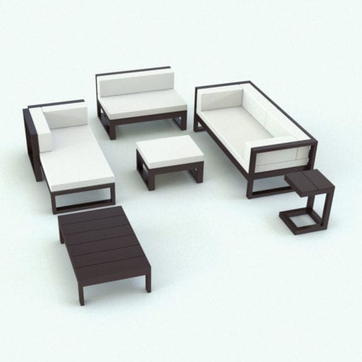 Revit Family / 3D Model - Top Boards Exterior Furniture Set Rendered in Revit