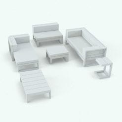 Revit Family / 3D Model - Top Boards Exterior Furniture Set Perspective