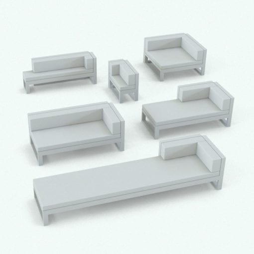 Revit Family / 3D Model - Top Boards Exterior Furniture Set Variations 2