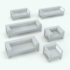 Revit Family / 3D Model - Top Boards Exterior Furniture Set Variations 3