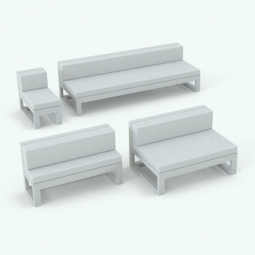 Revit Family / 3D Model - Top Boards Exterior Furniture Set Variations 4
