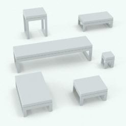 Revit Family / 3D Model - Top Boards Exterior Furniture Set Variations 5