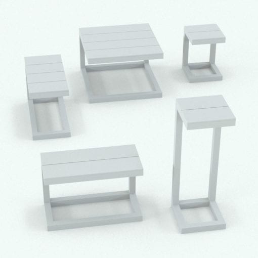Revit Family / 3D Model - Top Boards Exterior Furniture Set Variations 6