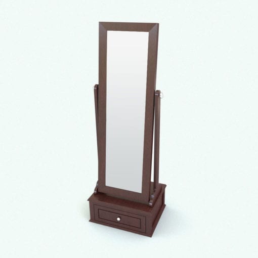 Revit Family / 3D Model - Standing Mirror With Drawer Rendered in Revit