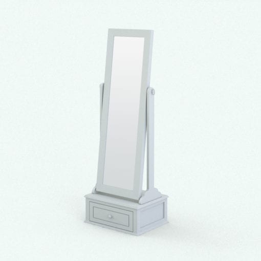 Revit Family / 3D Model - Standing Mirror With Drawer Perspective