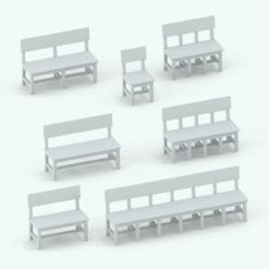 Revit Family / 3D Model - Traditional Bench Variations