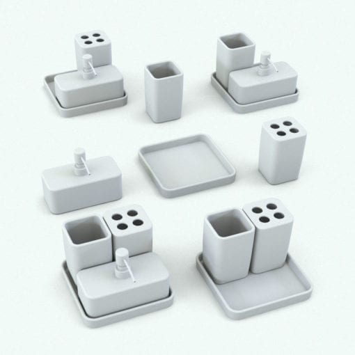 Revit Family / 3D Model - Bathroom Accessories Pack 2 Variations