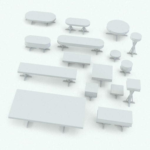 Revit Family / 3D Model - Antique Living Room Tables Set Variations