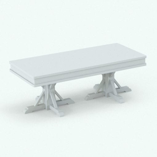 Revit Family / 3D Model - Antique Living Room Tables Set Coffee Table