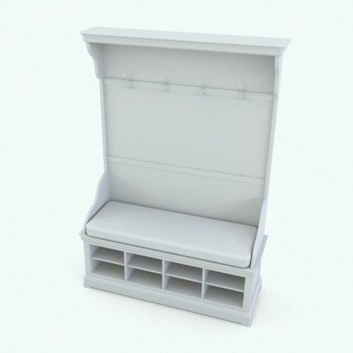 Revit Family / 3D Model - Bench With Back Coat Rack Perspective