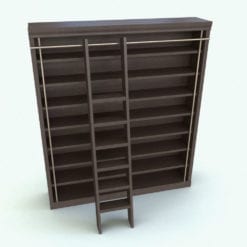 Revit Family / 3D Model - Bookshelf With Stair Rendered in Revit