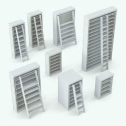 Revit Family / 3D Model - Bookshelf With Stair Variations