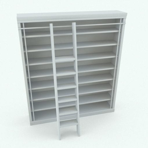 Revit Family / 3D Model - Bookshelf With Stair Perspective