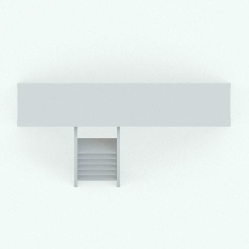 Revit Family / 3D Model - Bookshelf With Stair Top View