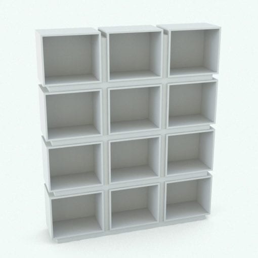 Revit Family / 3D Model - Boxes Bookshelf Perspective
