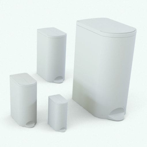 Revit Family / 3D Model - Butterfly Lid Trash Can Variations