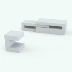 Revit Family / 3D Model - C-Shape Living Room Tables Set Perspective