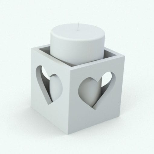 Revit Family / 3D Model - Candle Holder Heart Box Perspective