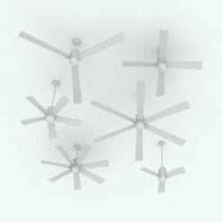 Revit Family / 3D Model - Ceiling Fan Modern 4 Variations