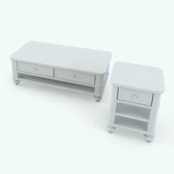 Revit Family / 3D Model - Classic Living Room Tables Set Perspective