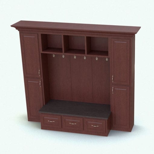 Revit Family / 3D Model - Coat Cupboard Unit Rendered in Revit