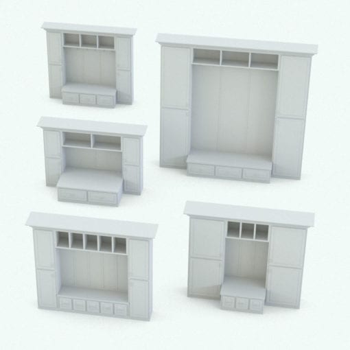 Revit Family / 3D Model - Coat Cupboard Unit Variations