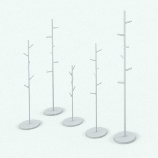 Revit Family / 3D Model - Coat Rack Simplified Tree Variations