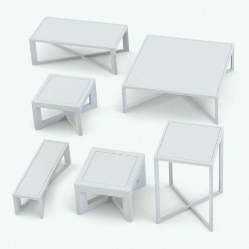 Revit Family / 3D Model - Cross Bottom Multipurpose Table Variations