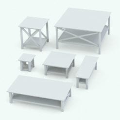 Revit Family / 3D Model - Crosses Living Room Tables Set Variations 1