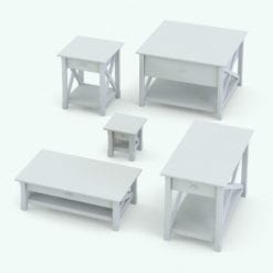 Revit Family / 3D Model - Crosses Living Room Tables Set Variations 2